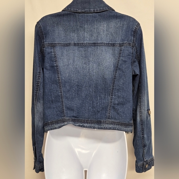 Style & Company Blue Denim Jean Jacket Adjustablw Sleeve Button Down M - Picture 4 of 8